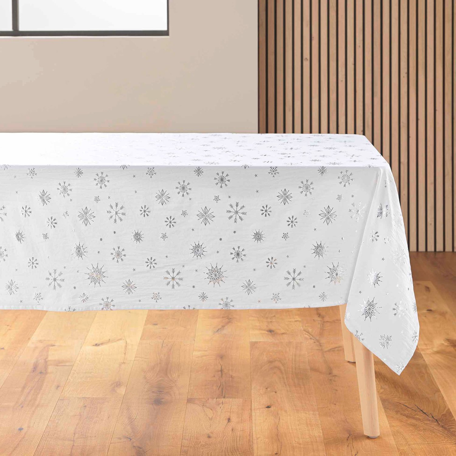 Douceur d'intérieur - Rechthoekige tafelkleed met zilveren versiering, 140 x 240 cm, ASTRELIA