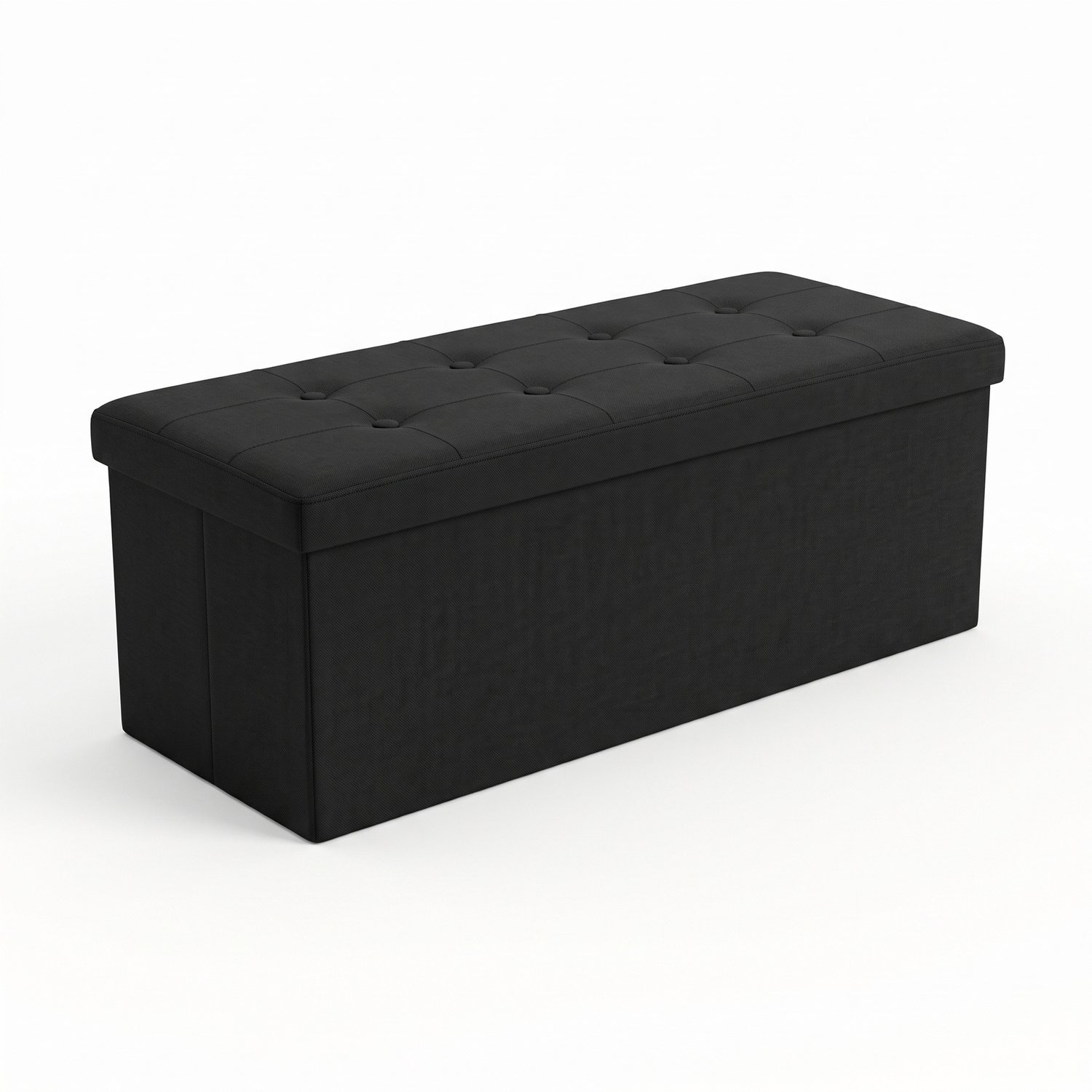 SCENA LIVING - Rechthoekige poef met opbergruimte, inklapbaar, 110 x 38 x 38 cm - zwart
