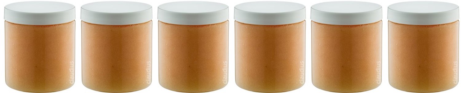 Claudius Luxe Verzorgende Bodyscrub-Gel Honey 400 gram - Pot met witte dop - set van 6 stuks - Hydraterende Lichaamsscrub - Body Scrub