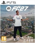 Kylian Mbappé in Real Madrid-shirt op een klif boven een voetbalstad in een EA Sports FC 27 PS5-gamehoes met PEGI 16-label.