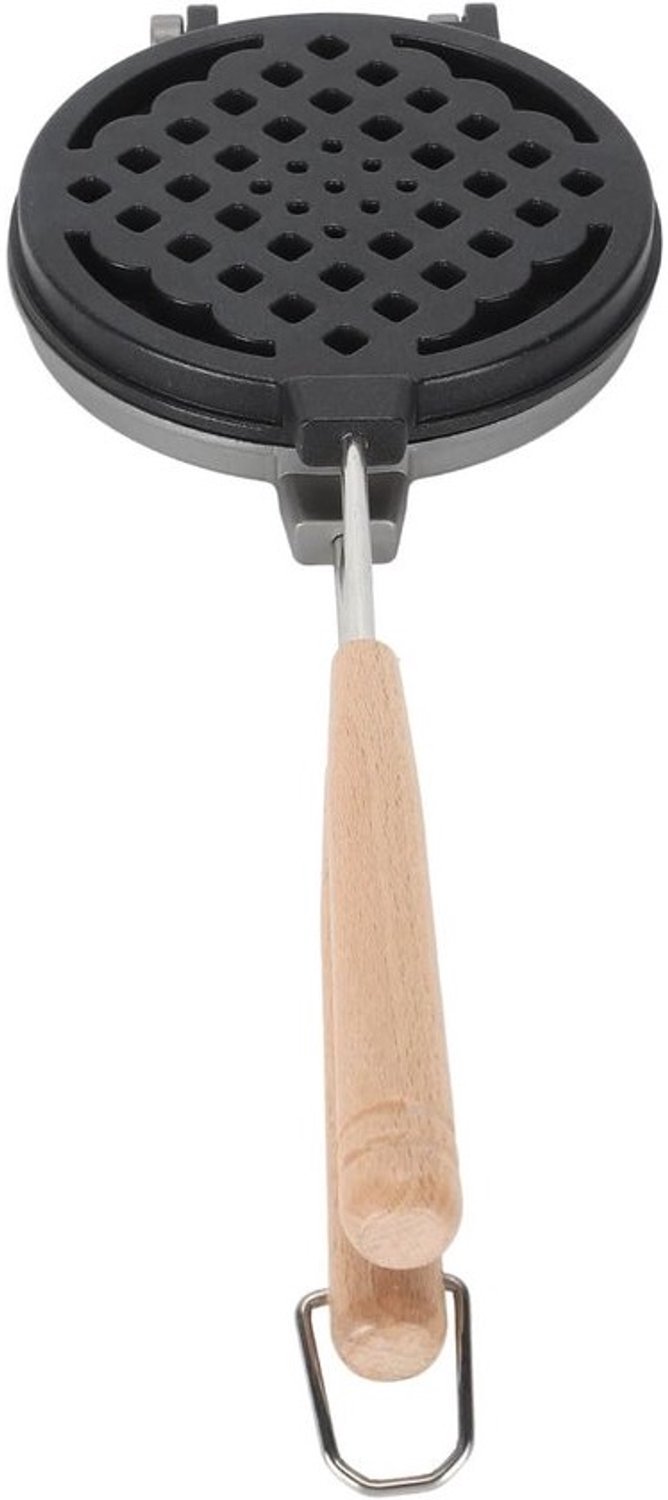 Wafelijzerpan - Gietijzeren bakplaat - Ontbijt bereiden - Antiaanbaklaag - 36 x 14 cm - Zwart
