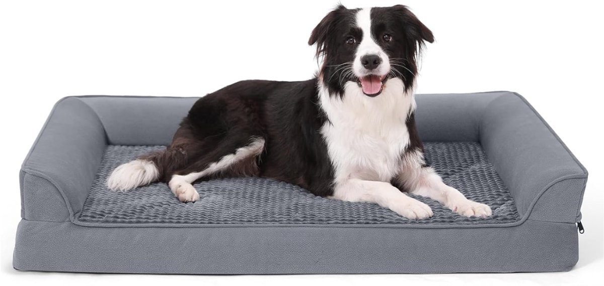 NIVA® Hondenbed - Hondenbank - Hondensofa - Hondenmand - Grijs - 64cm x 53cm x 15cm