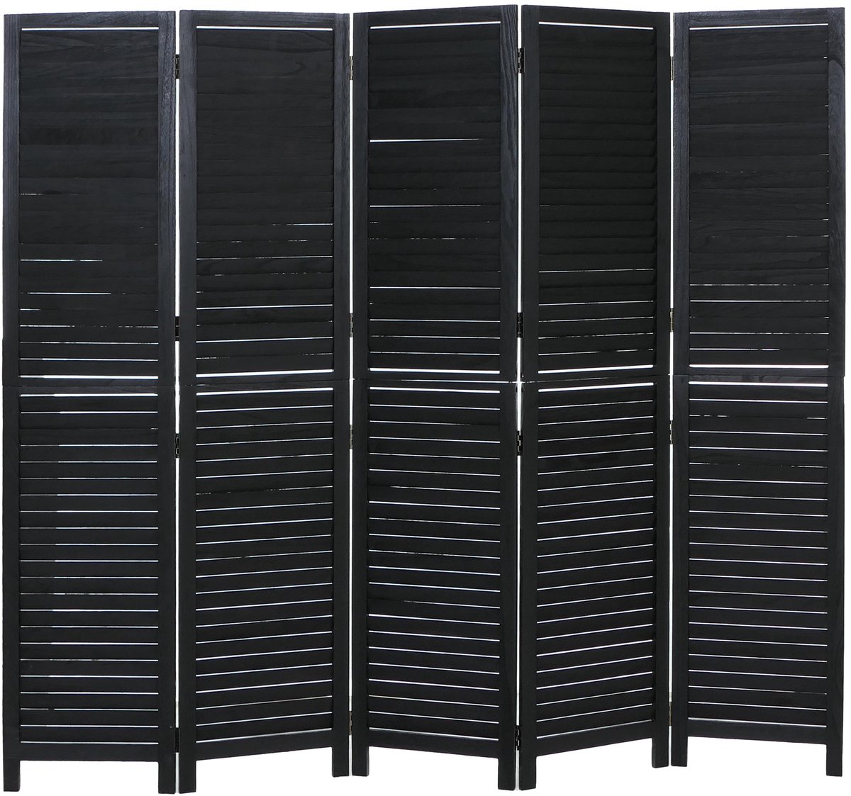 Kamerscherm MCW-C30b, ruimteverdeler, scheidingswand, privacyscherm, vintage paulowniahout 180x200 cm ~ zwart
