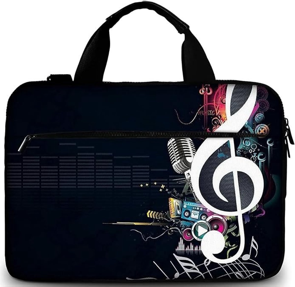 PolkaHome Laptop Zak 15/15.6 Inch - Moderne Canvas Notebook Zak met Muziekprint - Vuil & Water Bestendig