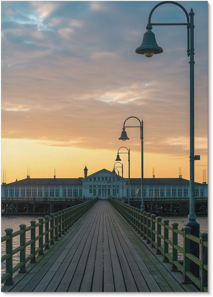 Tulup Polycanvas Wandposter - Houten Steiger, Fotografie - A4 - Oranje Patroon - Rechthoek - Wandkunstwerk - Woonkamer, Slaapkamer, Kantoor - Klassiek