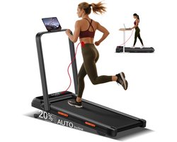 ROBORE X8F elektrische loopband met automatische helling 0-20%, onderbureau walking pad 1-12 km/h, borstelloze 3,0 PK motor ultra stil onder 45 dB, max 159 kg draaggewicht, LED-scherm en afstandsbediening voor thuis en kantoor