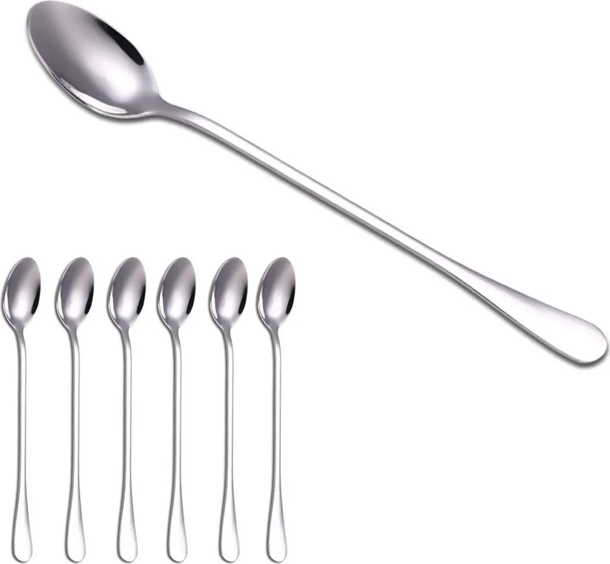 Lange koekjes, Geschikt voor desserts, lattes, macchiato's, yoghurt of cocktails - Dessertbord RVS - Zilver - 6 stuks