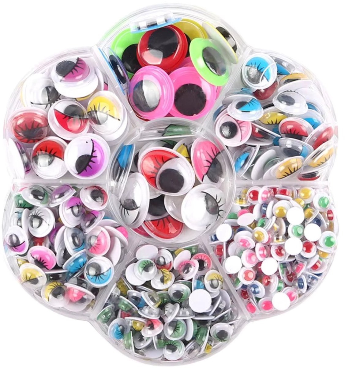 Fako Bijoux - 600 Wiebeloogjes - Zelfklevende Hobby Oogjes - Knutsel Oogjes - Diverse Afmetingen - Diverse Kleuren - 600 Stuks
