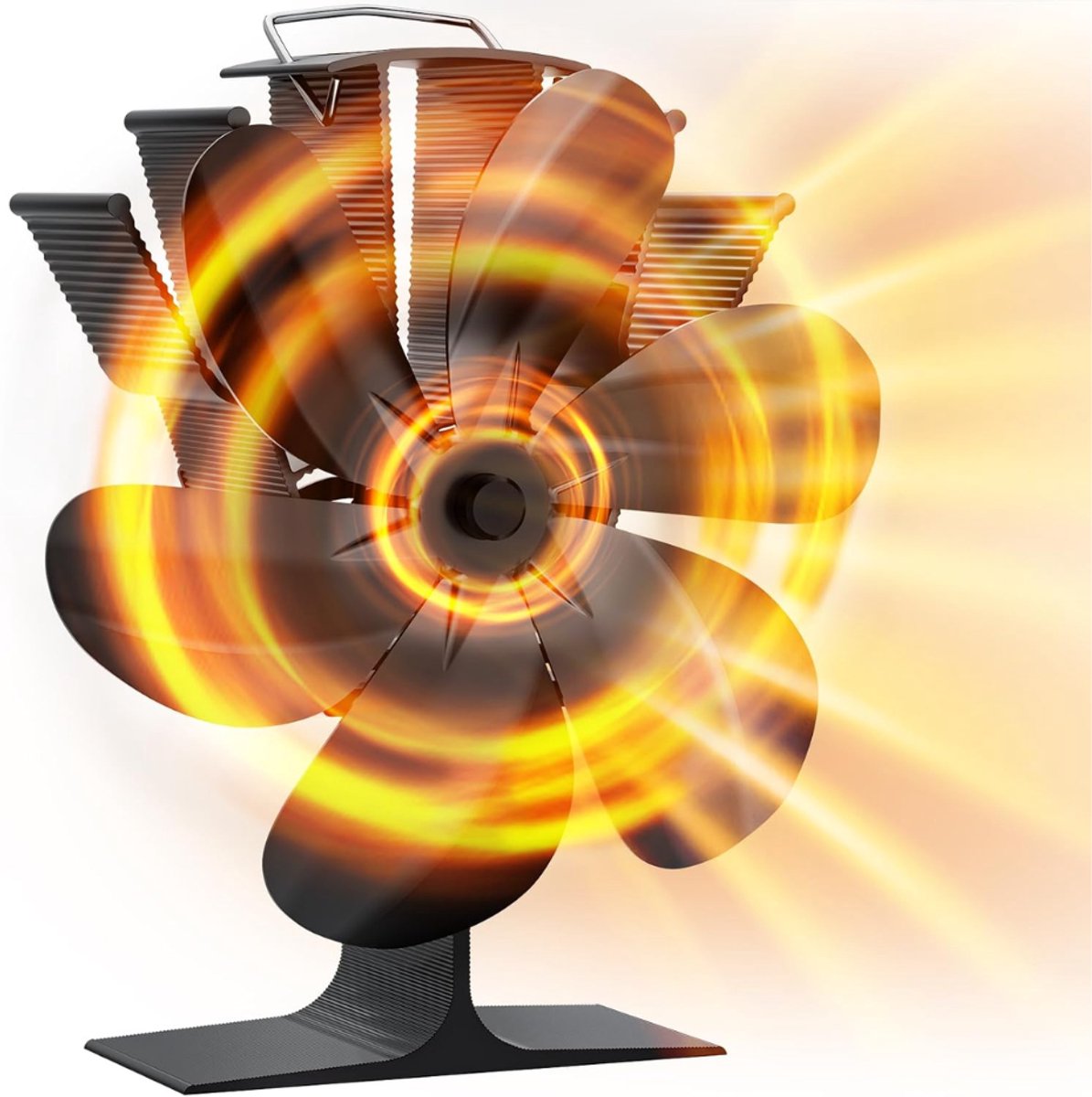 DYVNS® Kachelventilator voor Houtkachel - Haardventilator - Warmte Ventilator Kachel - 6 Bladen