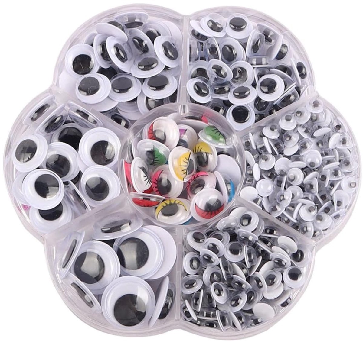 Fako Bijoux - 700 Wiebeloogjes - Zelfklevende Hobby Oogjes - Knutsel Oogjes - Diverse Afmetingen - Diverse Kleuren - 700 Stuks