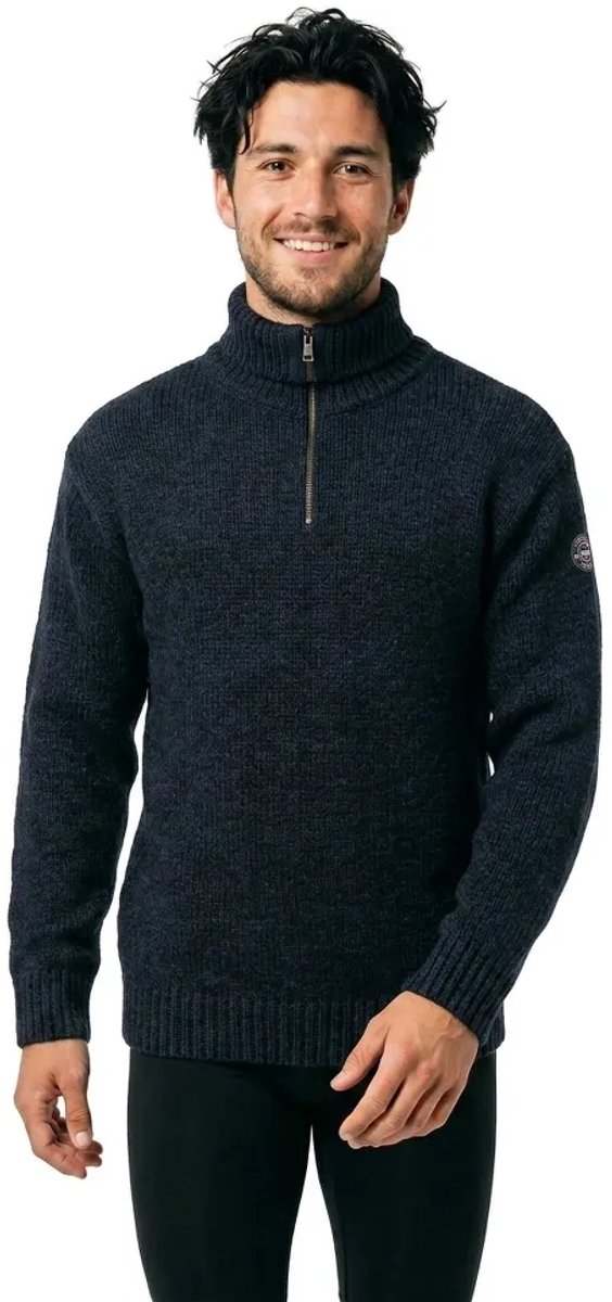 Devold Nansen Sweater Zip Neck - Trui Dark Blue Melange S