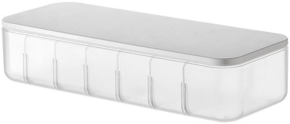 SSTRWGOOD 2 Stuks Kabel Organizer Box - Transparant Opbergdoos met 7 Vakken - Geschikt voor Kabels, Laders en Elektronica - Duurzaam Kunststof - Incl. 14 Kabelbinders - Afmetingen 26x6,5x9,5cm