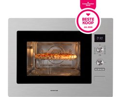 Inventum IMC6132F - Inbouw combi-oven - Hetelucht - Magnetron - Grill - 32 liter - 45 cm hoog - Tot 220 graden - RVS/Zwart
