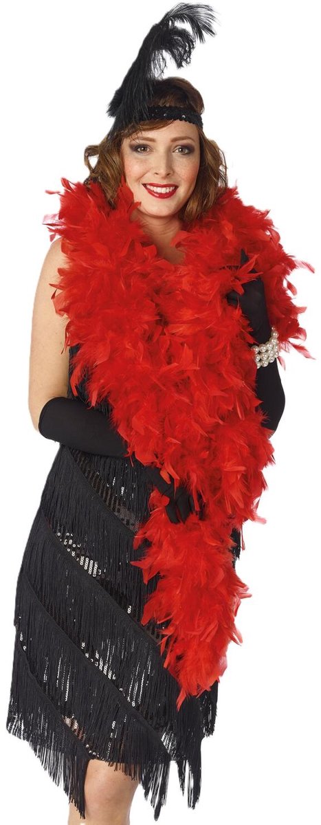 Faram Party Carnaval zeer volle verkleed boa met veren - rood - 180 cm - 100 gram - Glitter and Glamour - extra veel volume in veertjes