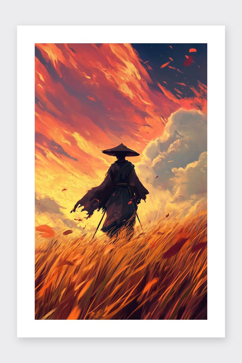 Vogelverschrikker Poster - Veld - Plattelands - Landelijk - Halloween - Kunst - Eng - posters - formaat 30x40cm - Wanddecoratie - BXS4958AZ - Met kader - passe-partouts stijl