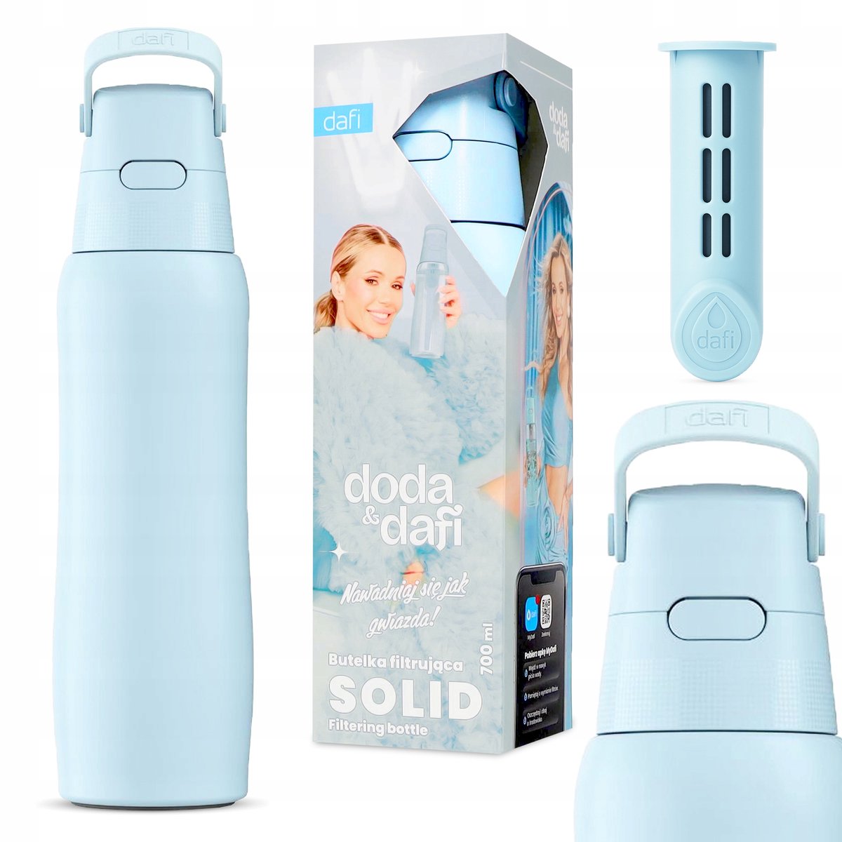 Dafi Solid Steel Cold DODA 0,5L Dove Blue - Thermische filterfles