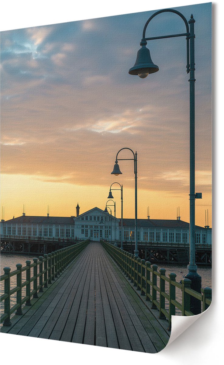 Coloray Polycanvas Wandposter - Houten Steiger, Fotografie - 594 x 840 - Oranje Patroon - Rechthoek - Interieurdecoratie - Kantoor - Klassiek