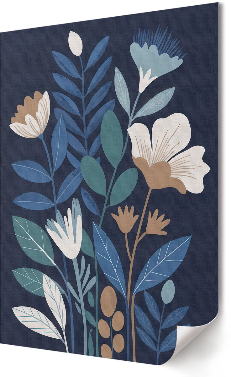 Coloray Polycanvas Wandposter - Stadspanorama, Blauw - A2 - Blauw Illustratie - Rechthoek - Muurdecoratie - Woonkamer - Expressief