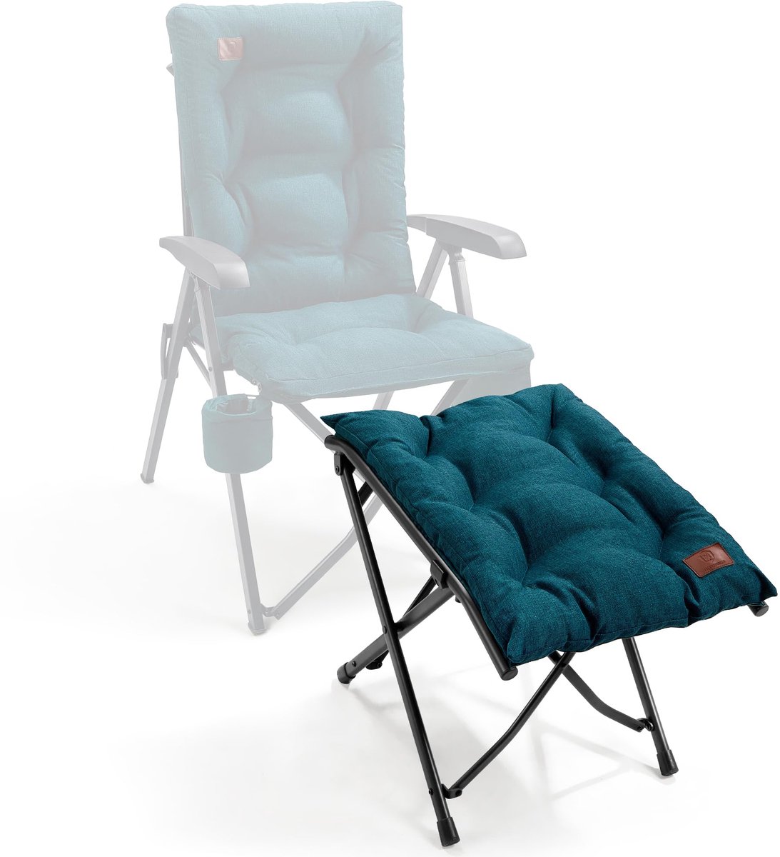 Voetenbankje opvouwbaar met kussen voetensteun voor stoel en tuin stabiel metalen frame groen 63 cm