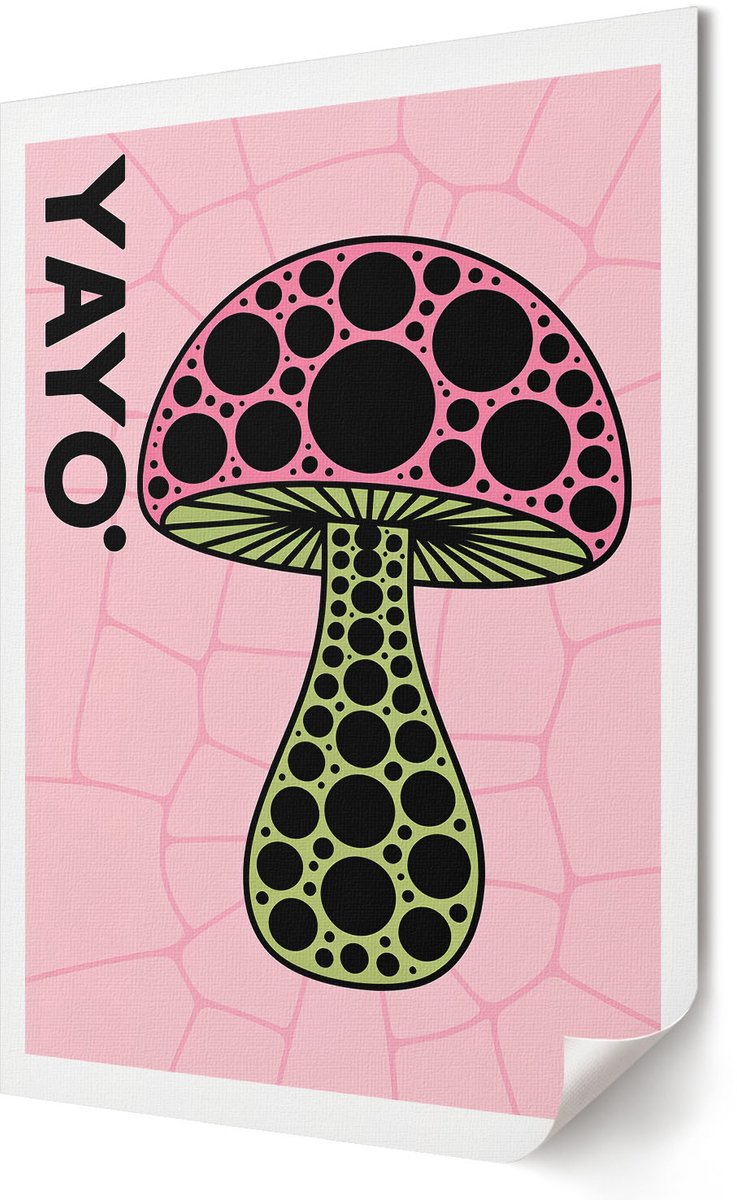 Coloray Canvas Poster Polycanvas - Paddenstoelafbeeldingen, Illustratie - 420 x 594 - Roze Decoratie - Rechthoek - Wandkunst - Woonkamer, Slaapkamer, Kantoor - Popcultuur