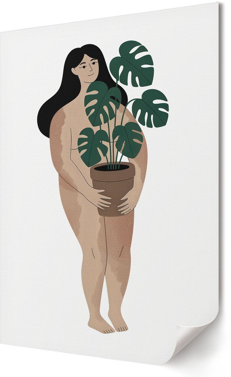 Coloray Polycanvas Poster - Studie Voor Vandaag, Beige - A2 - Groen Kunst - Rechthoek - Decoratieve poster - Slaapkamer - Klassiek