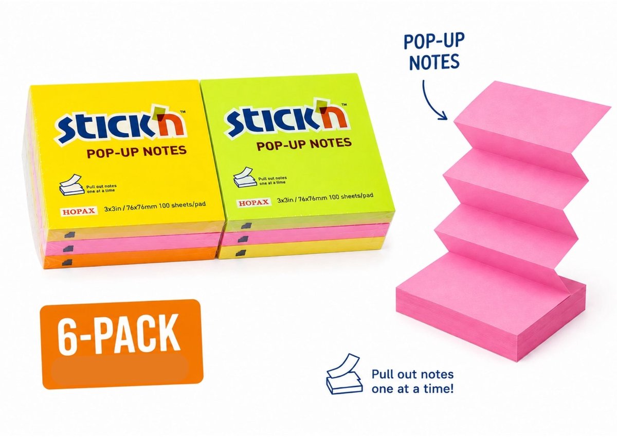 Stick’n Z-notes navullingen - Harmonica notes - 6 stuks - 600 Sticky notes