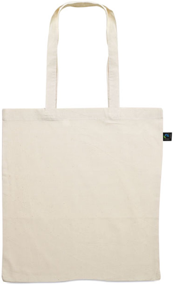 5 stuks Boodschappentas van Fairtrade katoen met lange hengsels. 180 gr/m².