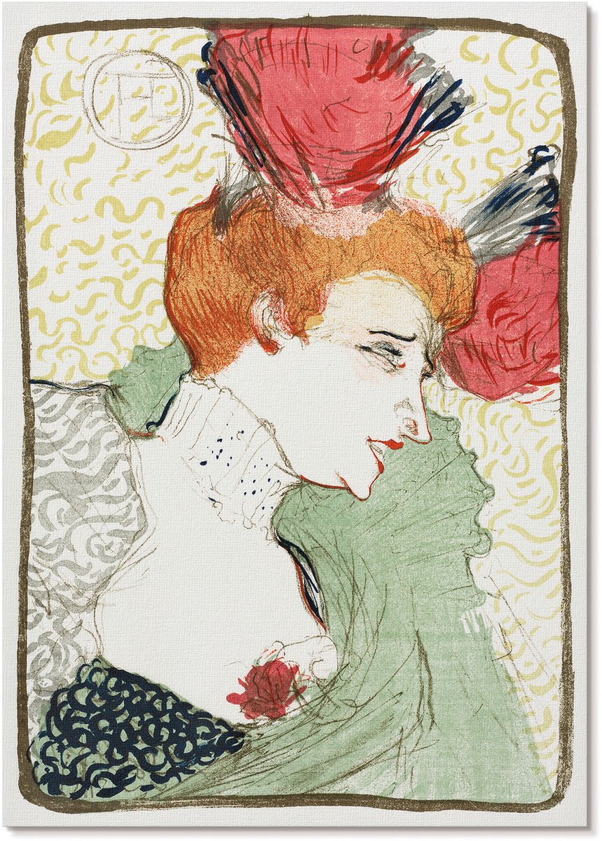 Tulup Polycanvas Wandposter - Buste Van Miss Lender, Schilderen - A4 - Rood Kunst - Rechthoek - Wandkunstwerk - Woonkamer, Slaapkamer, Kantoor - Expressief