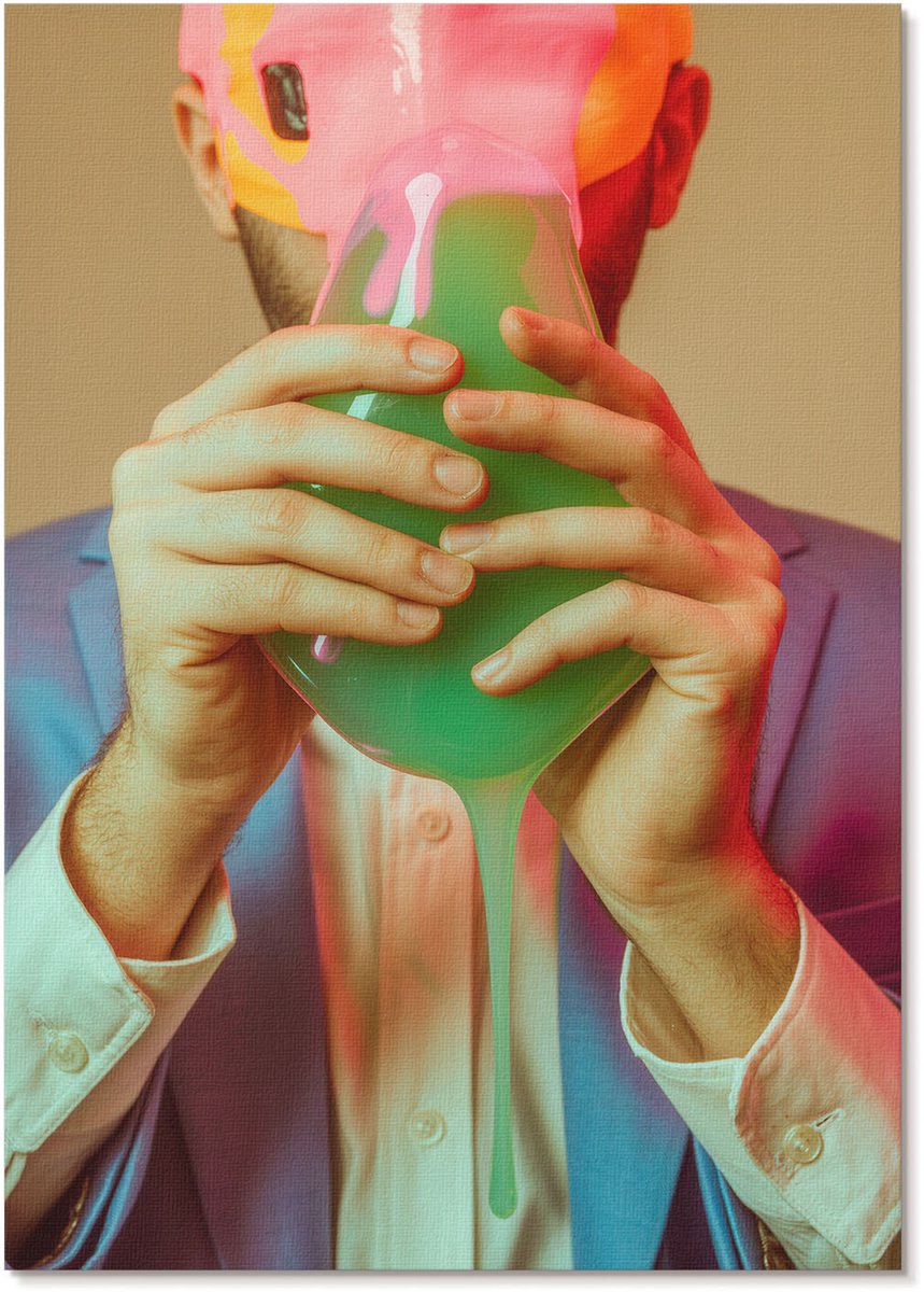 Tulup Polycanvas Wandposter - Surrealistisch Portret, Illustratie - A4 - Groen Poster - Rechthoek - Canvasposter - Woonkamer, Slaapkamer, Kantoor - Modern