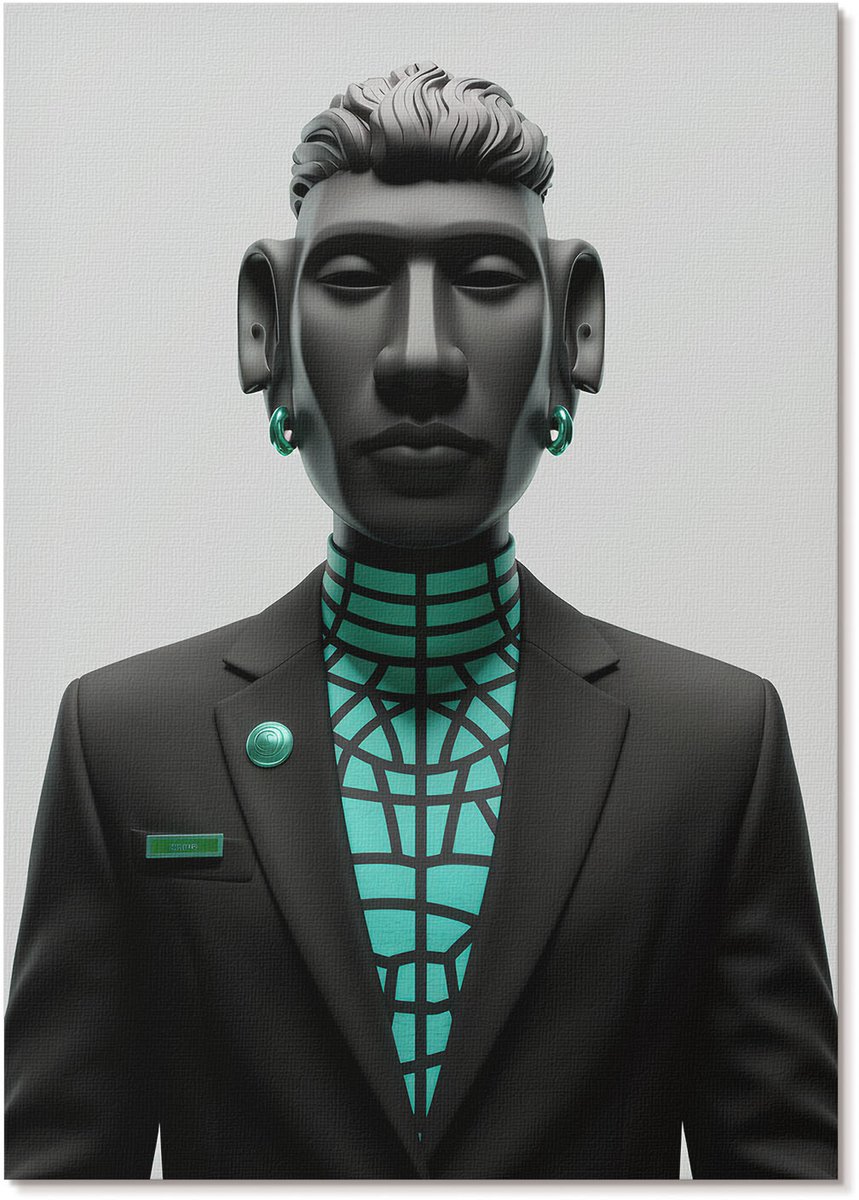 Tulup Polycanvas Poster - Futuristische Sculptuur, Illustratie - A4 - Zwart Design - Rechthoek - Kunstposter - Woonkamer, Slaapkamer, Kantoor - Modern