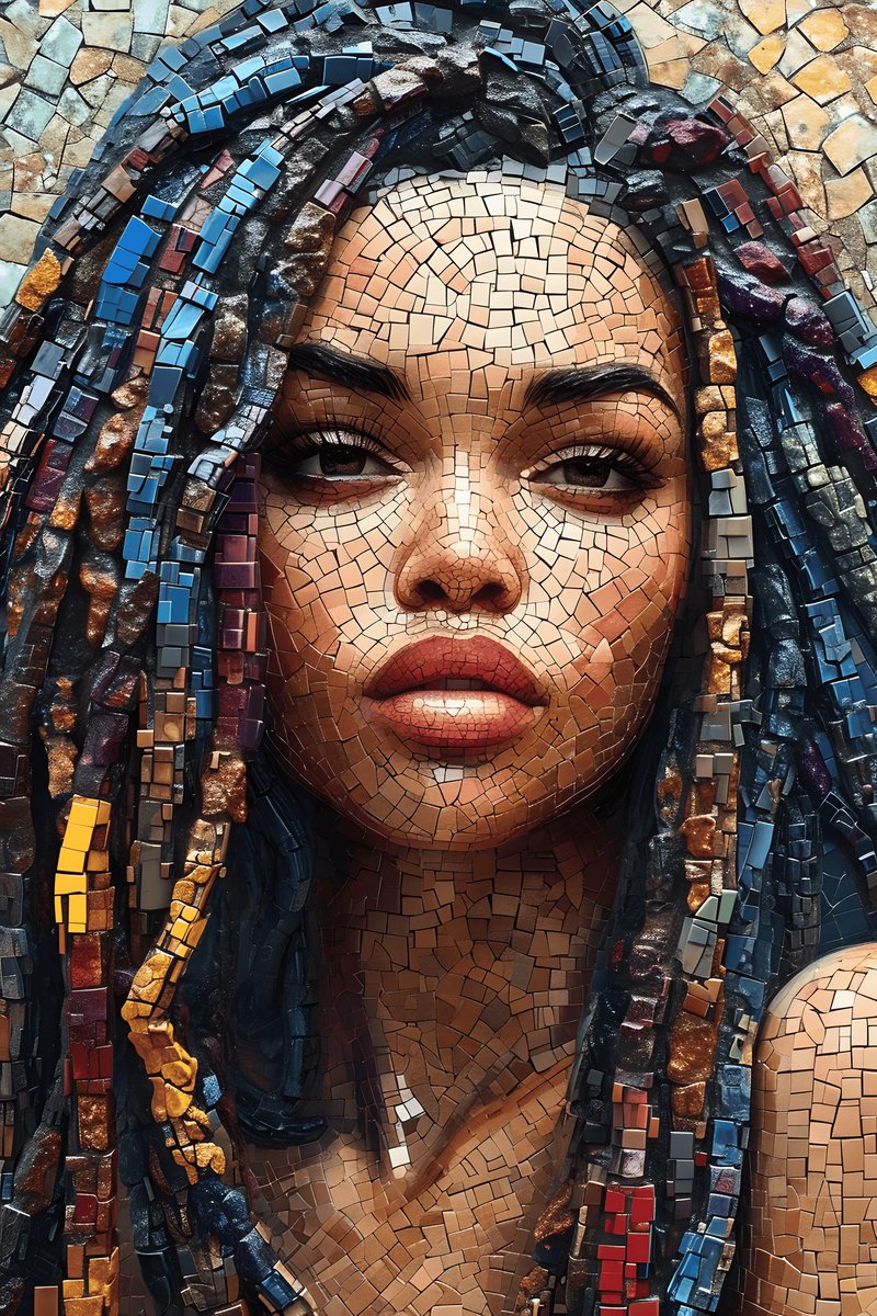 Mozaik Dreads Poster - Abstracte Kunst - Aesthetic - Dreadlocks - Wanddecoratie - posters - formaat 30x40cm - Aesthetic room decor - XS2081MT