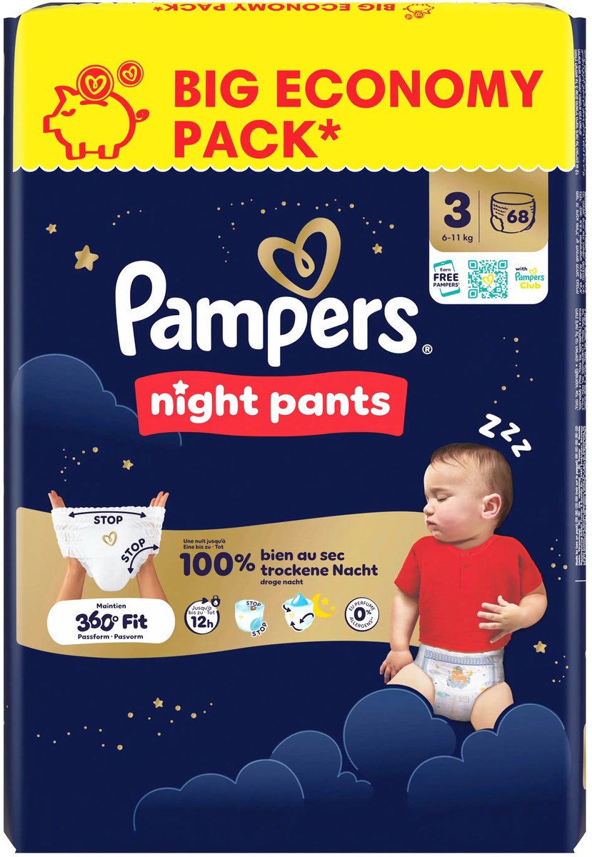 Pampers - Night Pants - Maat 3 - Mega Pack - 68 stuks - 6/11 KG