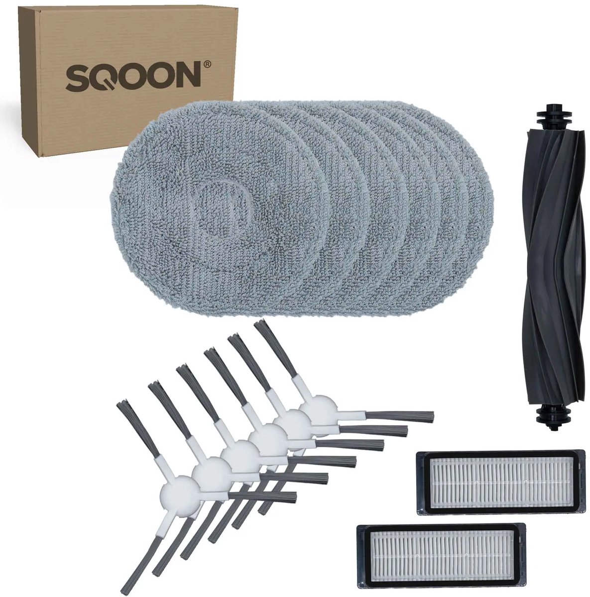 SQOON® vervangingsset geschikt voor Dreame L20 Ultra serie robotstofzuigers - 15-delige onderhoudskit met HEPA-filters, zijborstels, borstelrol en dweilpadschijven
