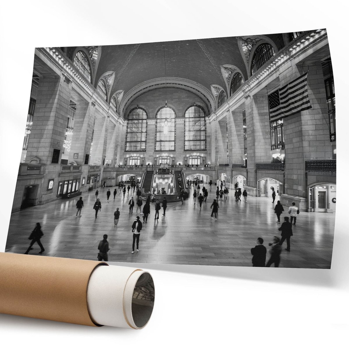Coloray Polycanvas Wandposter – Grote Zaal, Zwart-Wit – 594 x 840 mm – Groen Design – Rechthoek – Wandkunst – Woonkamer – Klassiek