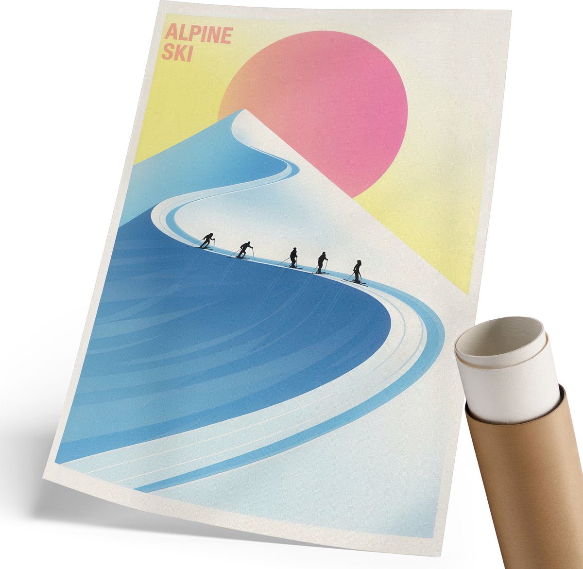 Coloray Canvas Poster Polycanvas - Bergposter, Illustratie - 210 x 297 mm - Blauw Poster - Rechthoek - Muurdecoratie - Woonkamer, Slaapkamer, Kantoor - Modern