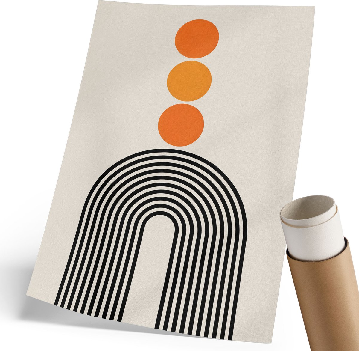 Coloray Polycanvas Wandposter - Stadsbrug, Zwart-wit - 210 x 297 mm - Beige Illustratie - Rechthoek - Canvasposter - Woonkamer - Geometrische