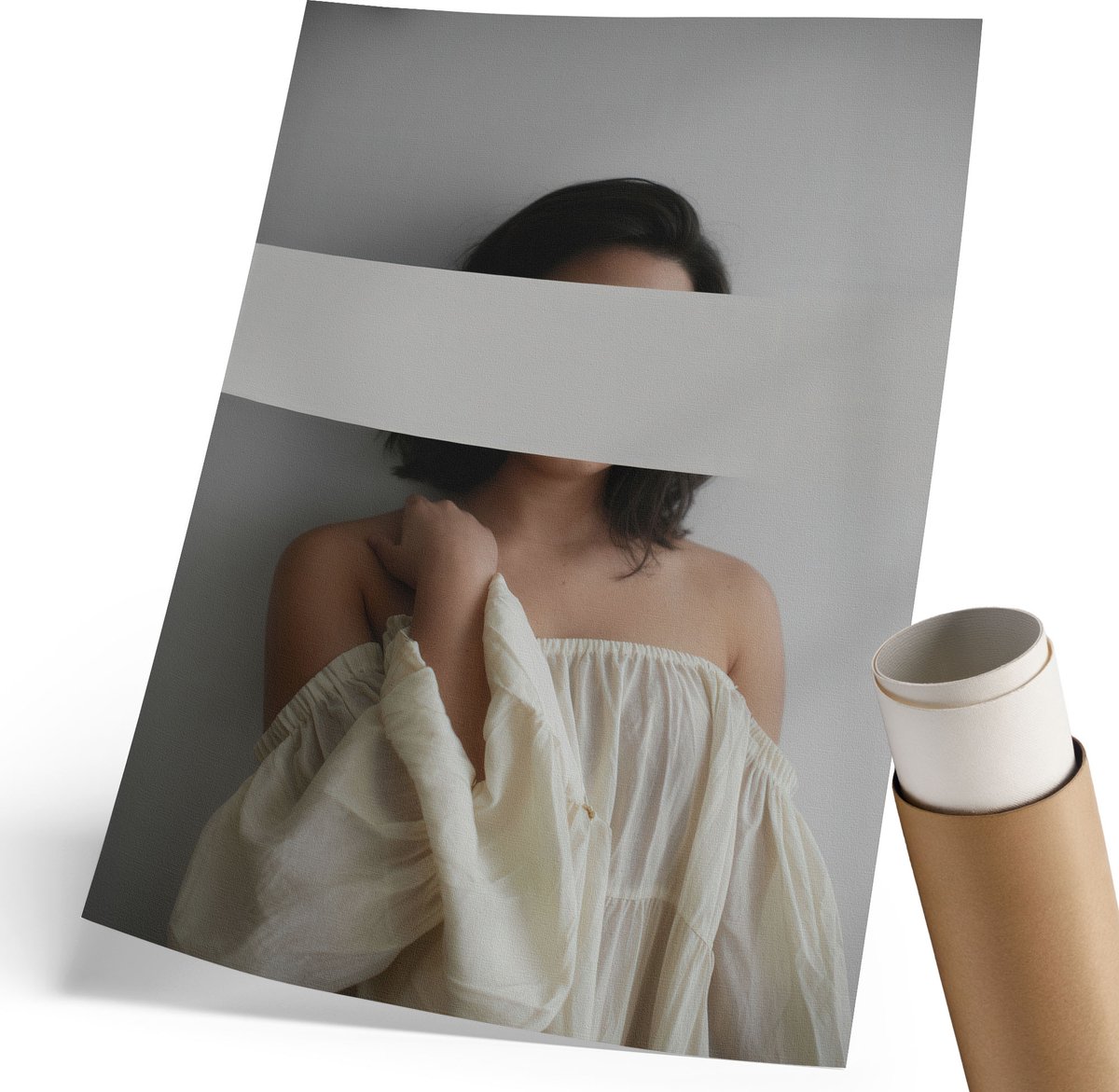 Coloray Polycanvas Wandposter - Uil In Vlucht, Zwart-wit - 210 x 297 mm - Wit Poster - Rechthoek - Interieurdecoratie - Kantoor - Glamour
