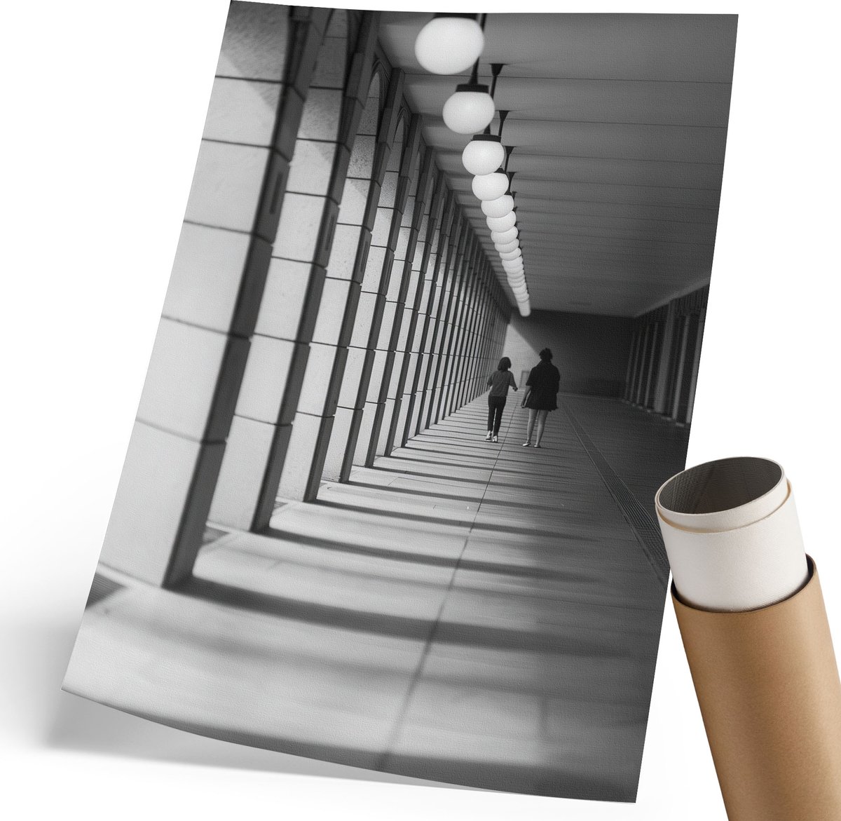 Coloray Polycanvas Wandposter - Console In Vlammen, Grijs - 210 x 297 mm - Zwart-wit Design - Rechthoek - Canvasposter - Woonkamer - Klassiek