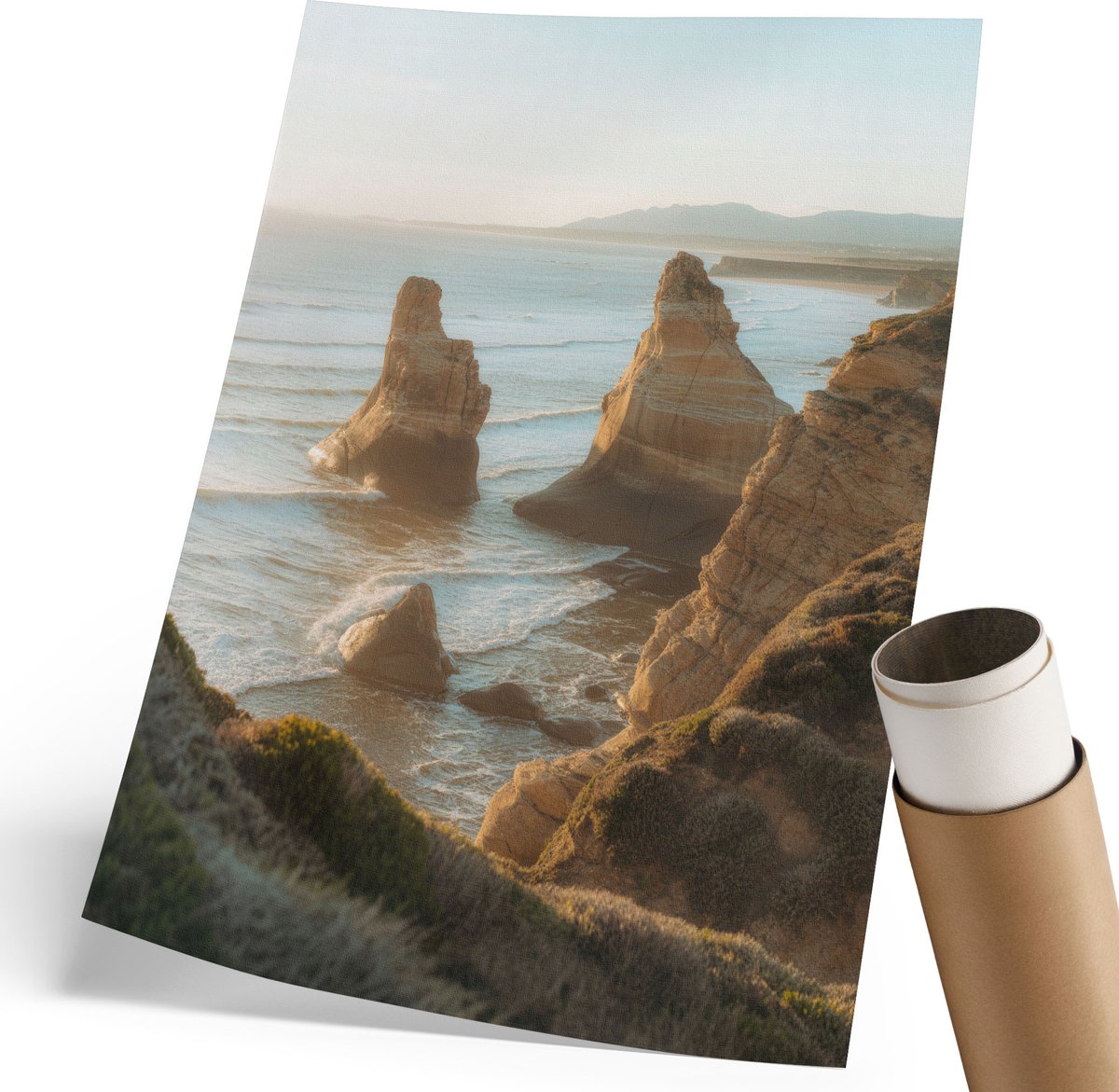 Wallfluent Polycanvas Poster - Bosmist, Fotografie - 420 x 594 mm - Groen Design - Rechthoek - Muurdecoratie - Woonkamer, Slaapkamer, Kantoor - Klassiek