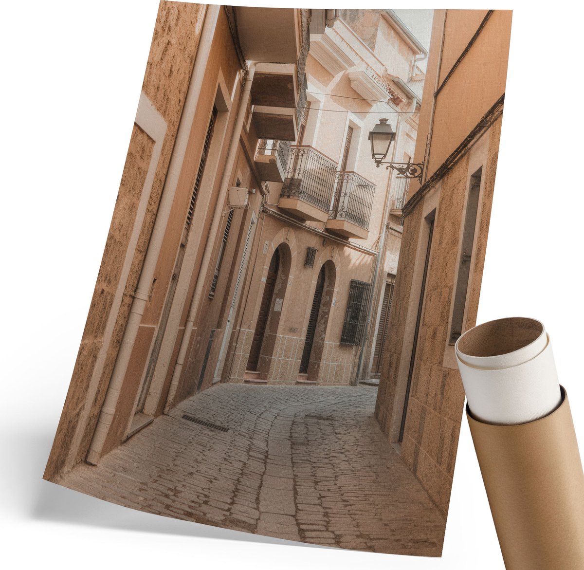 Wallfluent Polycanvas Wandposter - Stadswandeling, Fotografie - 420 x 594 mm - Grijs Design - Rechthoek - Canvasposter - Woonkamer, Slaapkamer, Kantoor - Klassiek