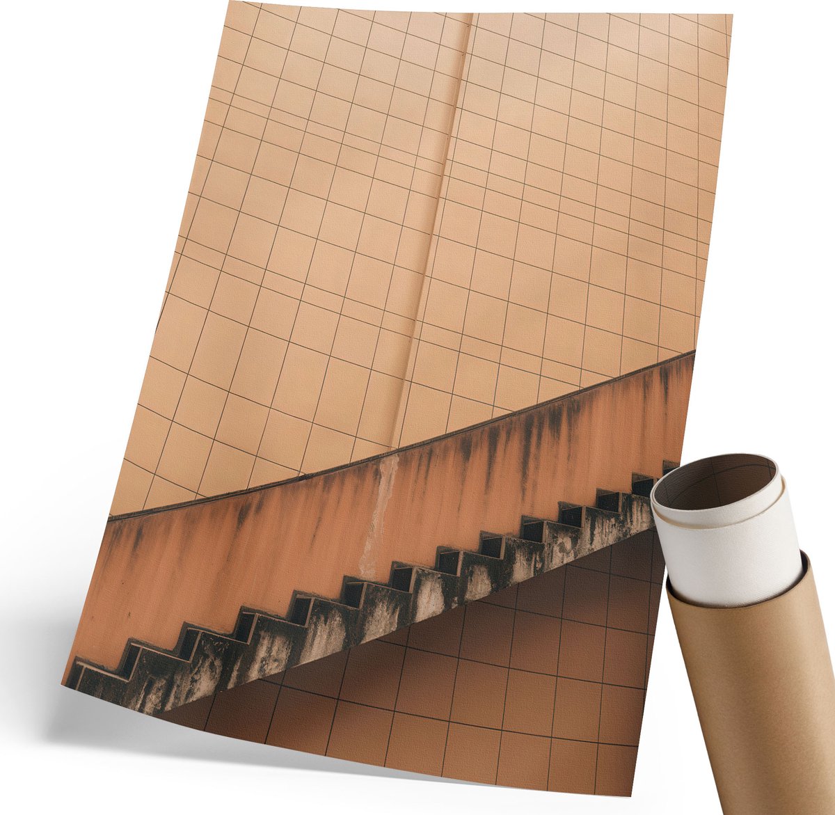 Wallfluent Polycanvas Poster - Bauhaus-Geometrie, Poster - 420 x 594 mm - Beige Illustratie - Rechthoek - Muurdecoratie - Woonkamer, Slaapkamer, Kantoor - Modern