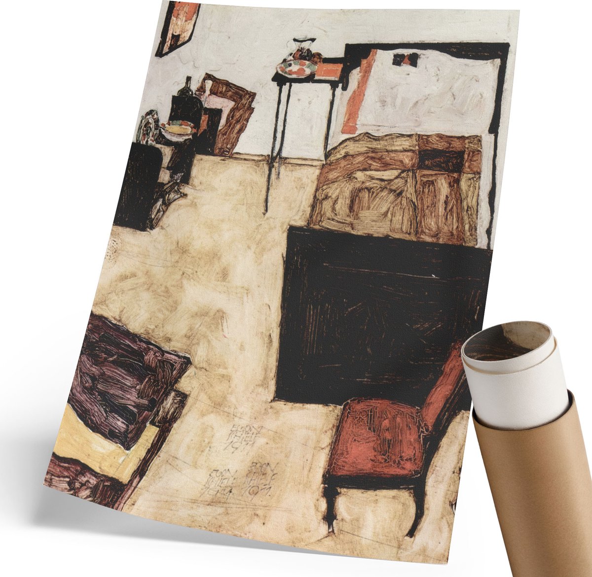 Wallfluent Polycanvas Poster - Soorten Koffie, Illustratie - 420 x 594 mm - Bruin Motief - Rechthoek - Wandkunst - Woonkamer, Slaapkamer, Kantoor - Decoratief
