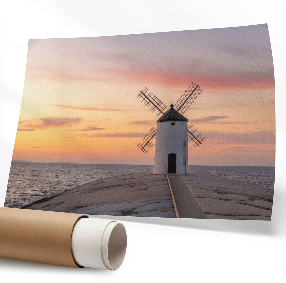 Coloray Polycanvas Wandposter - Gedraaide Trap, Fotografie - 594 x 840 mm - Wit Motief - Rechthoek - Wandkunstwerk - Slaapkamer - Modern