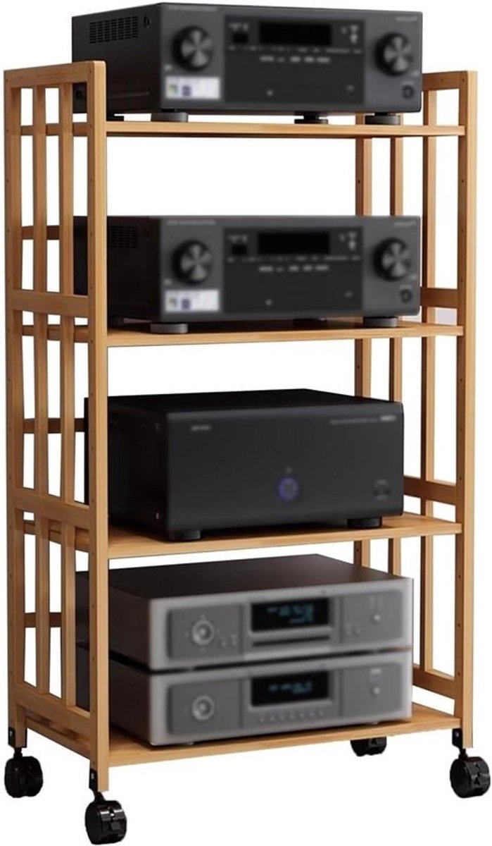 Opbergunit Media - Stereo Kast - Audio Visueel Opbergen - Verstelbare Planken - 5 Tier - Zwart