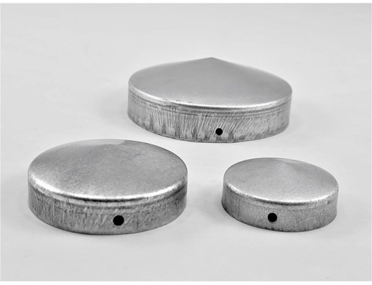 Afdekdoppen Rond - Paalkappen Staal - Hekpalen Afwerken - Gerande Constructie - 48mm Diameter - Metaal Verzinkt