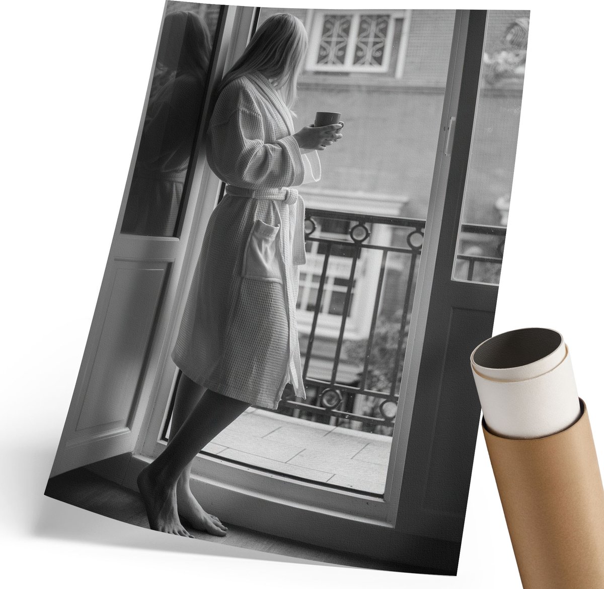 Coloray Polycanvas Poster - Zwart-Wit Frame, Fotografie - 210 x 297 mm - Zwart-wit Design - Rechthoek - Wandkunst - Woonkamer, Slaapkamer, Kantoor - Klassiek