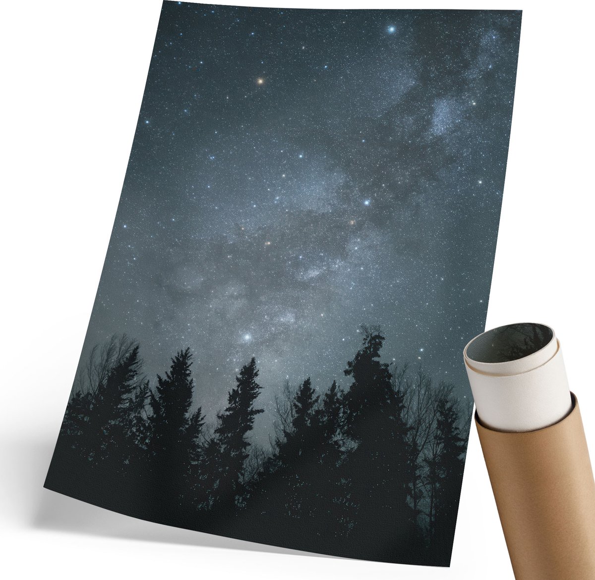 Coloray Canvas Poster Polycanvas - Sterrennacht, Fotografie - 210 x 297 mm - Zwart Poster - Rechthoek - Muurdecoratie - Woonkamer, Slaapkamer, Kantoor - Modern