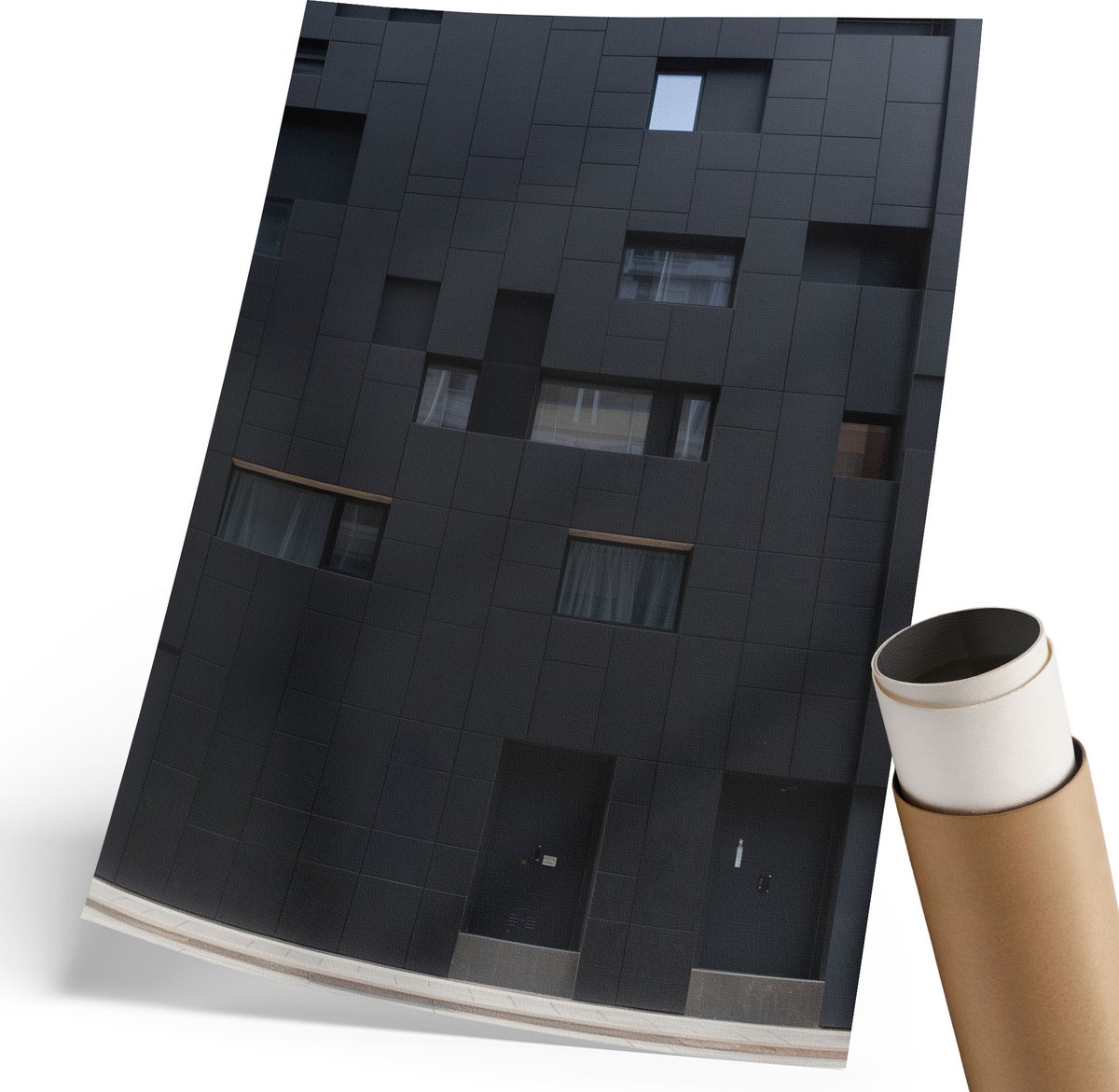 Coloray Polycanvas Wandposter - Moderne Architectuur, Fotografie - 210 x 297 mm - Zwart Patroon - Rechthoek - Canvasposter - Woonkamer, Slaapkamer, Kantoor - Modern