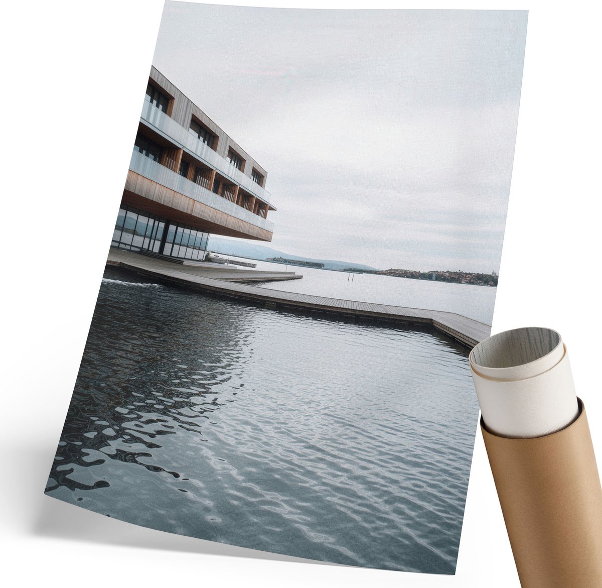 Coloray Polycanvas Wandposter - Moderne Architectuur, Fotografie - 210 x 297 mm - Grijs Motief - Rechthoek - Wandkunstwerk - Woonkamer, Slaapkamer, Kantoor - Modern