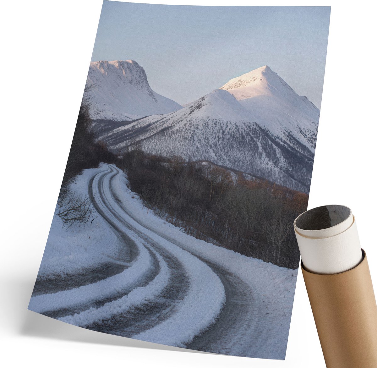 Coloray Polycanvas Poster - Winterlandschap, Fotografie - 210 x 297 mm - Wit Kunst - Rechthoek - Muurdecoratie - Woonkamer, Slaapkamer, Kantoor - Klassiek